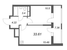 2 ккв (Евро) № 121 Корп.: 5.2 Уч. 23 , Секция 1  в ЖК Город Звезд