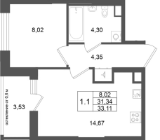 1 ккв № 362 Корп.: 13 , Секция 3  в ЖК Город Звезд