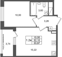 2 ккв (Евро) № 18 Корп.: 16.1 , Секция 1  в ЖК Город Звезд