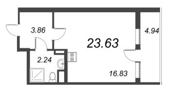 Студия № 726 Корп.: 3 Уч. 20 , Секция 2.1  в ЖК Город Звезд