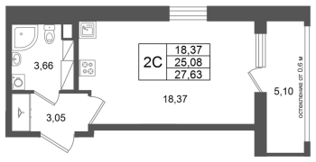 Студия № 236 Корп.: 14.2 , Секция 1  в ЖК Город Звезд
