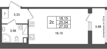 Студия № 145 Корп.: 14.1 , Секция 1  в ЖК Город Звезд