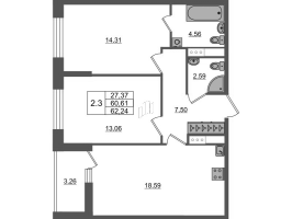 3 ккв (Евро) № 155 Корп.: 5.1 Уч. 23 , Секция 2  в ЖК Город Звезд