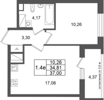 2 ккв (Евро) № 175 Корп.: 14.2 , Секция 1  в ЖК Город Звезд
