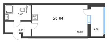 Студия № 429 Корп.: 8 Уч. 13 , Секция 3  в ЖК Город Звезд