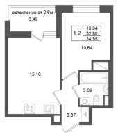 2 ккв (Евро) № 232 Корп.: 15 , Секция 2  в ЖК Город Звезд