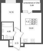 2 ккв (Евро) № 121 Корп.: 15 , Секция 2  в ЖК Город Звезд
