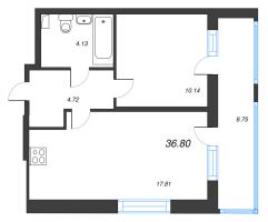 2 ккв (Евро) № 1 Корп.: 9 , Секция 1  в ЖК Город Звезд
