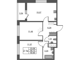 3 ккв (Евро) № 41 Корп.: 9 , Секция 1  в ЖК Город Звезд