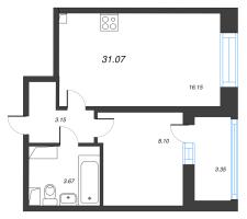2 ккв (Евро) № 285 Корп.: 6 , Секция 2  в ЖК Город Звезд