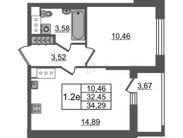 1 ккв № 61 Корп.: 6 , Секция 1  в ЖК Город Звезд
