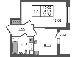 1 ккв № 224 Корп.: 6 , Секция 1  в ЖК Город Звезд