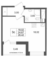 Студия № 675 Корп.: 13 , Секция 5  в ЖК Город Звезд