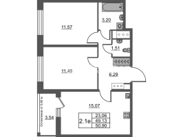 3 ккв (Евро) № 175 Корп.: 7 , Секция 1  в ЖК Город Звезд