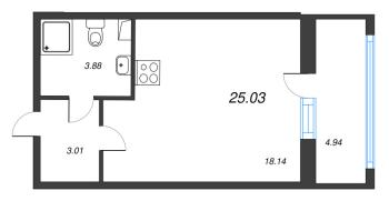 Студия № 2 Корп.: 5.1 Уч. 23 , Секция 1  в ЖК Город Звезд