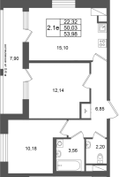 3 ккв (Евро) № 199 Корп.: 14.1 , Секция 1  в ЖК Город Звезд