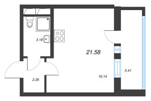 Студия № 46 Корп.: 1 Уч. 17 , Секция 1.1  в ЖК Город Звезд
