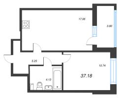 2 ккв (Евро) № 8 Корп.: 7 , Секция 1  в ЖК Город Звезд