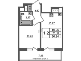 2 ккв (Евро) № 431 Корп.: 12 , Секция 3  в ЖК Город Звезд