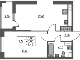 2 ккв (Евро) № 69 Корп.: 4 Уч. 22 , Секция 1  в ЖК Город Звезд