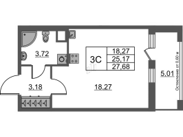 Студия № 422 Корп.: 8 Уч. 13 , Секция 3  в ЖК Город Звезд