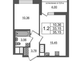 2 ккв (Евро) № 427 Корп.: 12 , Секция 3  в ЖК Город Звезд
