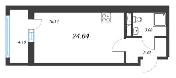 Студия № 221 Корп.: 1 Уч. 17 , Секция 1.2  в ЖК Город Звезд