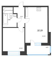 2 ккв (Евро) № 121 Корп.: 8 Уч. 13 , Секция 1  в ЖК Город Звезд