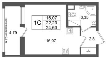Студия № 194 Корп.: 14.2 , Секция 1  в ЖК Город Звезд