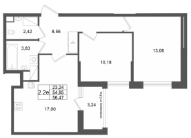 3 ккв (Евро) № 463 Корп.: 13 , Секция 3  в ЖК Город Звезд