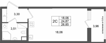 Студия № 423 Корп.: 13 , Секция 3  в ЖК Город Звезд