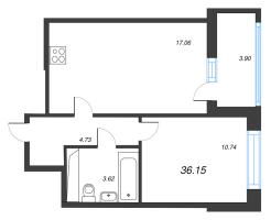 2 ккв (Евро) № 116 Корп.: 7 , Секция 1  в ЖК Город Звезд