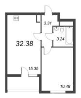 2 ккв (Евро) № 4 Корп.: 3 Уч. 20 , Секция 1.1  в ЖК Город Звезд