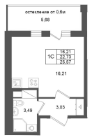 Студия № 219 Корп.: 15 , Секция 2  в ЖК Город Звезд