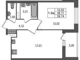 2 ккв (Евро) № 142 Корп.: 5.1 Уч. 23 , Секция 2  в ЖК Город Звезд