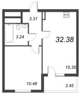 2 ккв (Евро) № 2 Корп.: 3 Уч. 20 , Секция 1.1  в ЖК Город Звезд