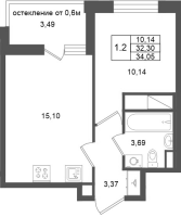 2 ккв (Евро) № 287 Корп.: 15 , Секция 2  в ЖК Город Звезд