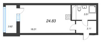 Студия № 207 Корп.: 11 , Секция 2  в ЖК Город Звезд