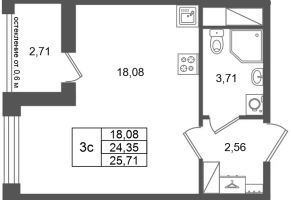 Студия № 271 Корп.: 16.1 , Секция 1  в ЖК Город Звезд