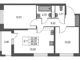 3 ккв (Евро) № 307 Корп.: 4 Уч. 22 , Секция 2  в ЖК Город Звезд