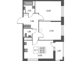 2 ккв № 318 Корп.: 4 Уч. 22 , Секция 2  в ЖК Город Звезд