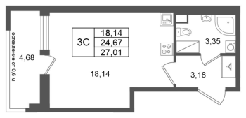 Студия № 371 Корп.: 14.2 , Секция 2  в ЖК Город Звезд