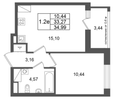 2 ккв (Евро) № 20 Корп.: 14.2 , Секция 1  в ЖК Город Звезд