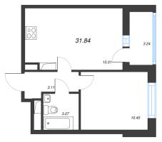 2 ккв (Евро) № 34 Корп.: 1 Уч. 17 , Секция 1.1  в ЖК Город Звезд
