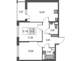 3 ккв (Евро) № 349 Корп.: 3 Уч. 20 , Секция 1.3  в ЖК Город Звезд