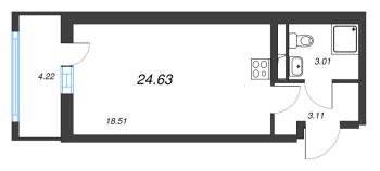 Студия № 663 Корп.: 1 Уч. 17 , Секция 2.2  в ЖК Город Звезд