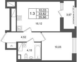 2 ккв (Евро) № 261 Корп.: 14.1 , Секция 1  в ЖК Город Звезд