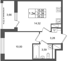 1 ккв № 297 Корп.: 16.1 , Секция 1  в ЖК Город Звезд