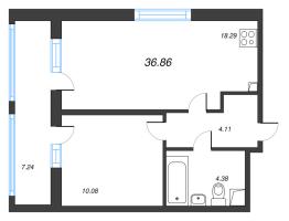 2 ккв (Евро) № 2 Корп.: 6 , Секция 1  в ЖК Город Звезд