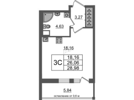 Студия № 418 Корп.: 12 , Секция 3  в ЖК Город Звезд